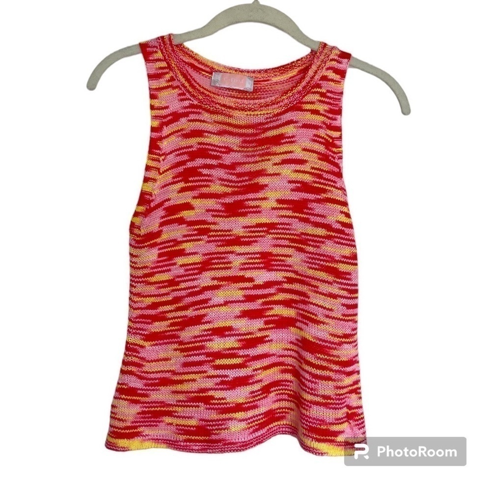*3/20* C+D+M Sleeveless Multicolor Knit Top - Picture 3 of 7